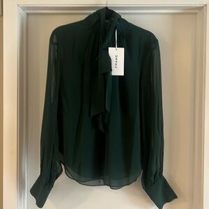Frame Pine Green Silk Blouse